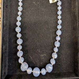 Pale Blue Vintage Lucite Bead Necklace with original Lucite Tags